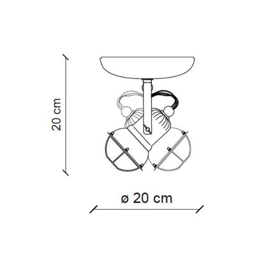 Plafoniera Industriala 2 Spoturi din Fier si Ceramica Artizanala - Loft Viadurini