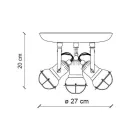 Plafoniera industriala 3 spoturi din fier si ceramica lucrata manual - mansarda Viadurini