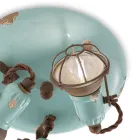 Plafoniera industriala 3 spoturi din fier si ceramica lucrata manual - mansarda Viadurini