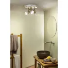 Plafoniera Rotunda 3 Spoturi din Alama si Ceramica Pictata Manual - Savona Viadurini