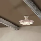 Plafoniera vintage din ceramica si fier lucrat manual 2 marimi - Alessandria Viadurini