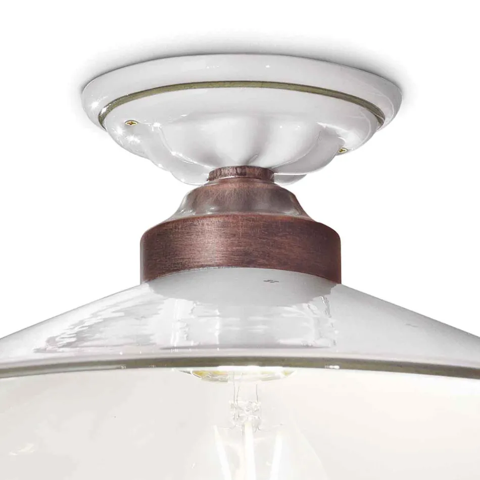 Plafoniera Vintage din Ceramica si Fier lucrat manual in 3 Marimi - Asti Viadurini