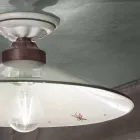 Plafoniera Vintage din Ceramica si Fier lucrat manual in 3 Marimi - Asti Viadurini