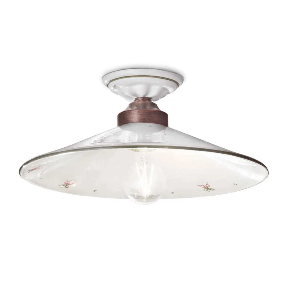 Plafoniera Vintage din Ceramica si Fier lucrat manual in 3 Marimi - Asti Viadurini
