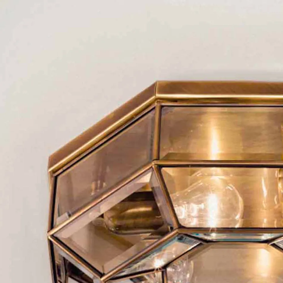 Lampă de tavan vintage din alamă șlefuită și sticlă 2 dimensiuni - legată de Il Fanale Viadurini