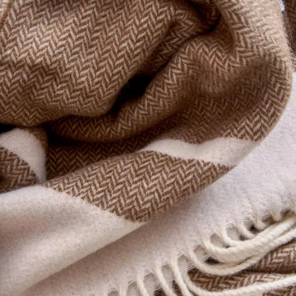 Plaid din amestec de lână ultra-moale și pufos, fabricat în Italia - Caldoso Viadurini
