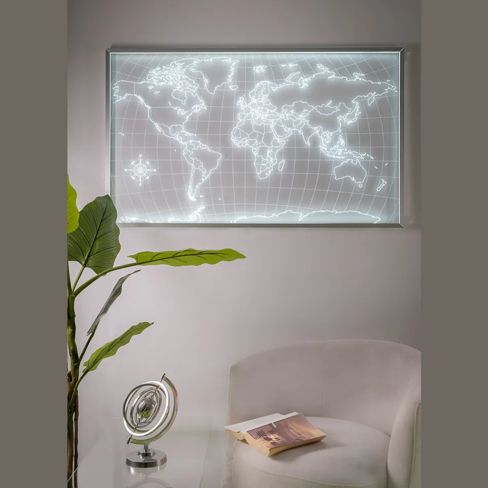 Planisferă de perete iluminată Amaris din plexiglas fabricată în Italia Viadurini