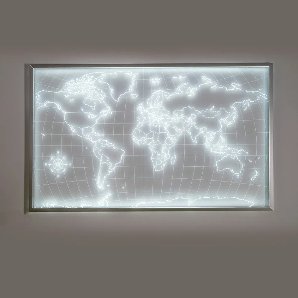 Planisferă de perete iluminată Amaris din plexiglas fabricată în Italia Viadurini