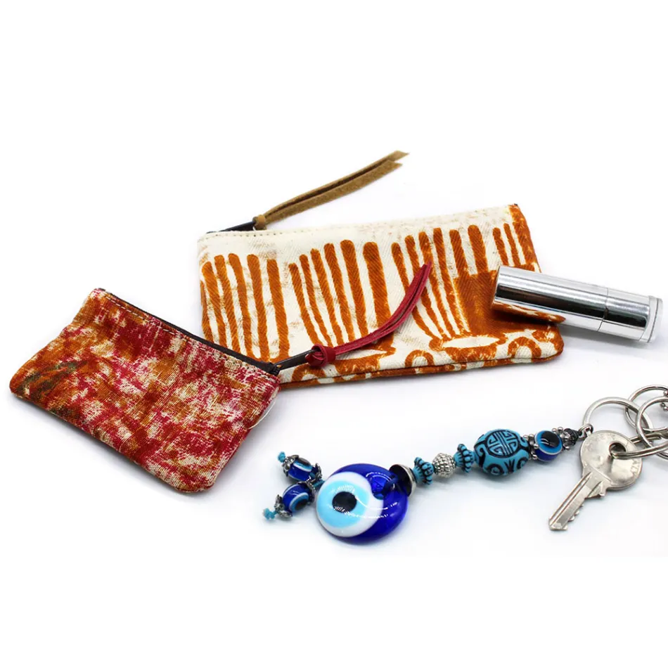 Pochette artistică imprimată manual, bucată unică din bumbac, 2 bucăți - Viadurini by Marchi Viadurini