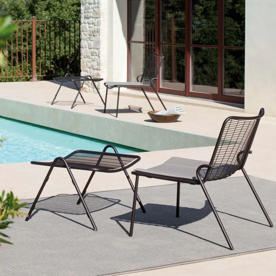 Taburet de grădină cu structură din oțel galvanizat Made in Italy - Elvia Viadurini