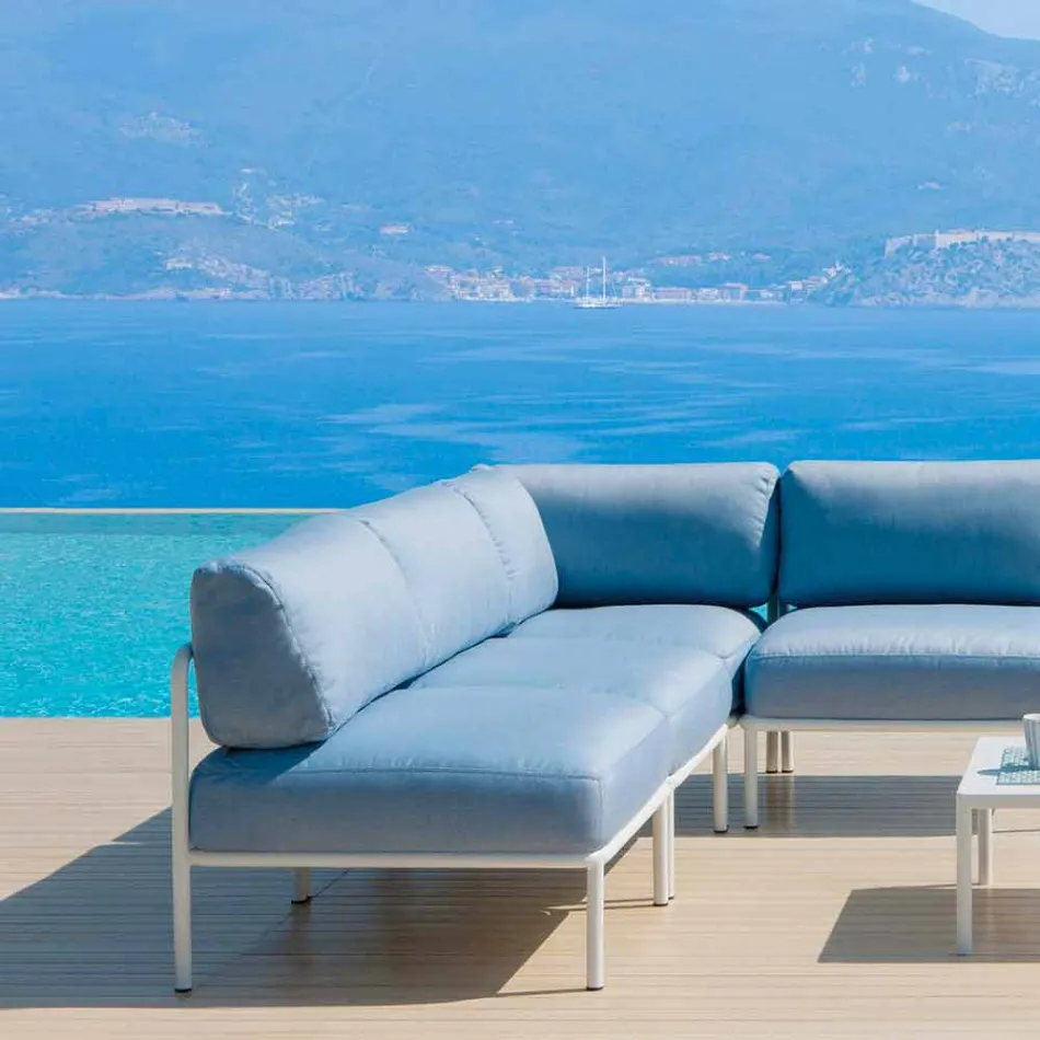 Fotoliu central modular pentru exterior în metal și țesătură fabricat în Italia - Cola Viadurini