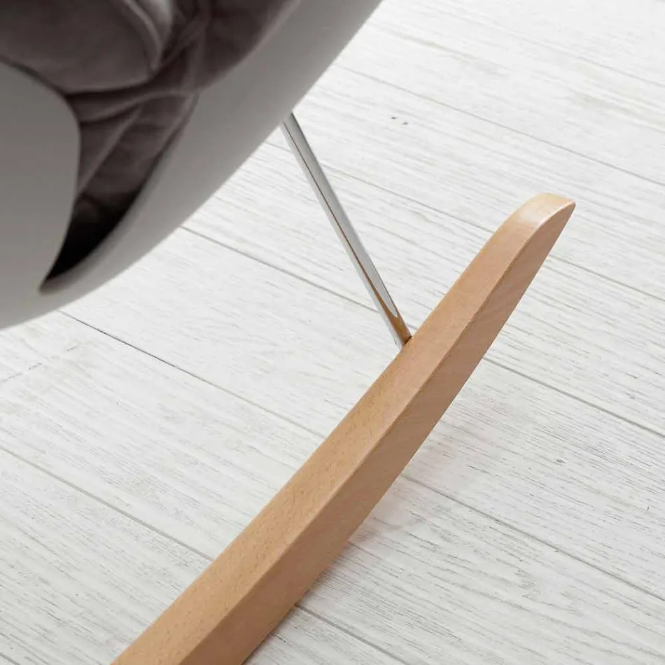 Fotoliu balansoar cu pernă moale gri, cu capac modern de salcâm detașabil Viadurini