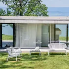 Fotoliu balansoar din lemn masiv și material textil - inteligent de Varaschin Viadurini