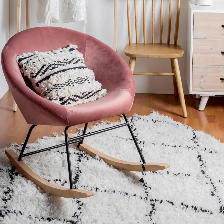 Fotoliu balansoar tapitat cu efect de catifea design scandinav - Pippy Viadurini