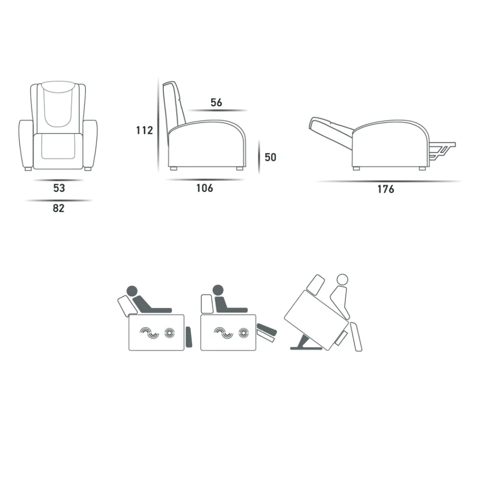 Scaun lift cu 2 motoare cu masaj shiatsu fabricat in Italia Bria Viadurini