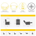 Fotoliu Lift Fabric cu Funcții Lift, Relax și Pat - Romina Viadurini