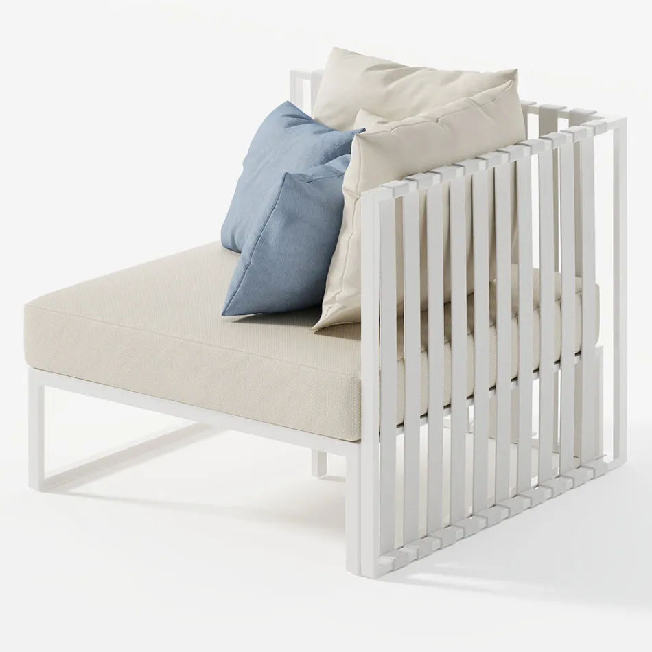 Fotoliu de exterior colț dreapta din aluminiu și curele Made in Italy - Juliediv Viadurini