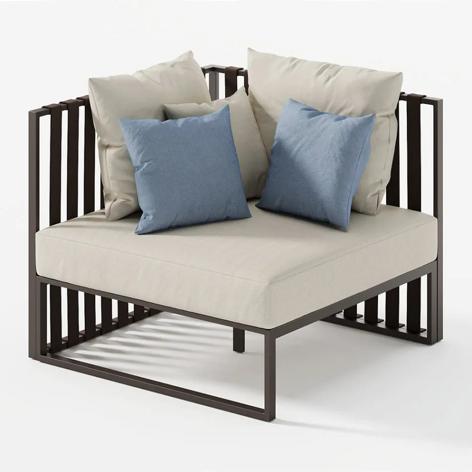 Fotoliu de exterior colț dreapta din aluminiu și curele Made in Italy - Juliediv Viadurini