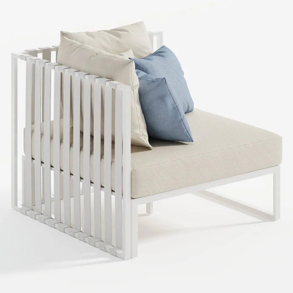 Fotoliu de exterior colț stânga din aluminiu și curele Made in Italy - Juliediv Viadurini