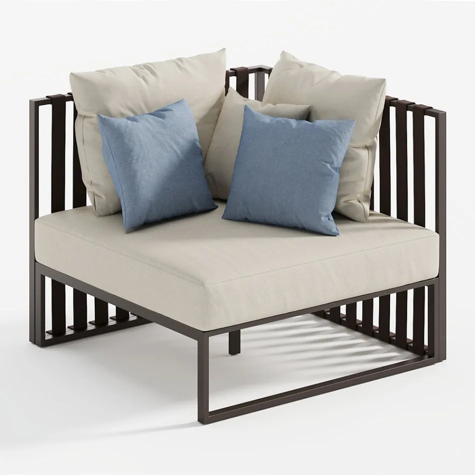 Fotoliu de exterior colț stânga din aluminiu și curele Made in Italy - Juliediv Viadurini