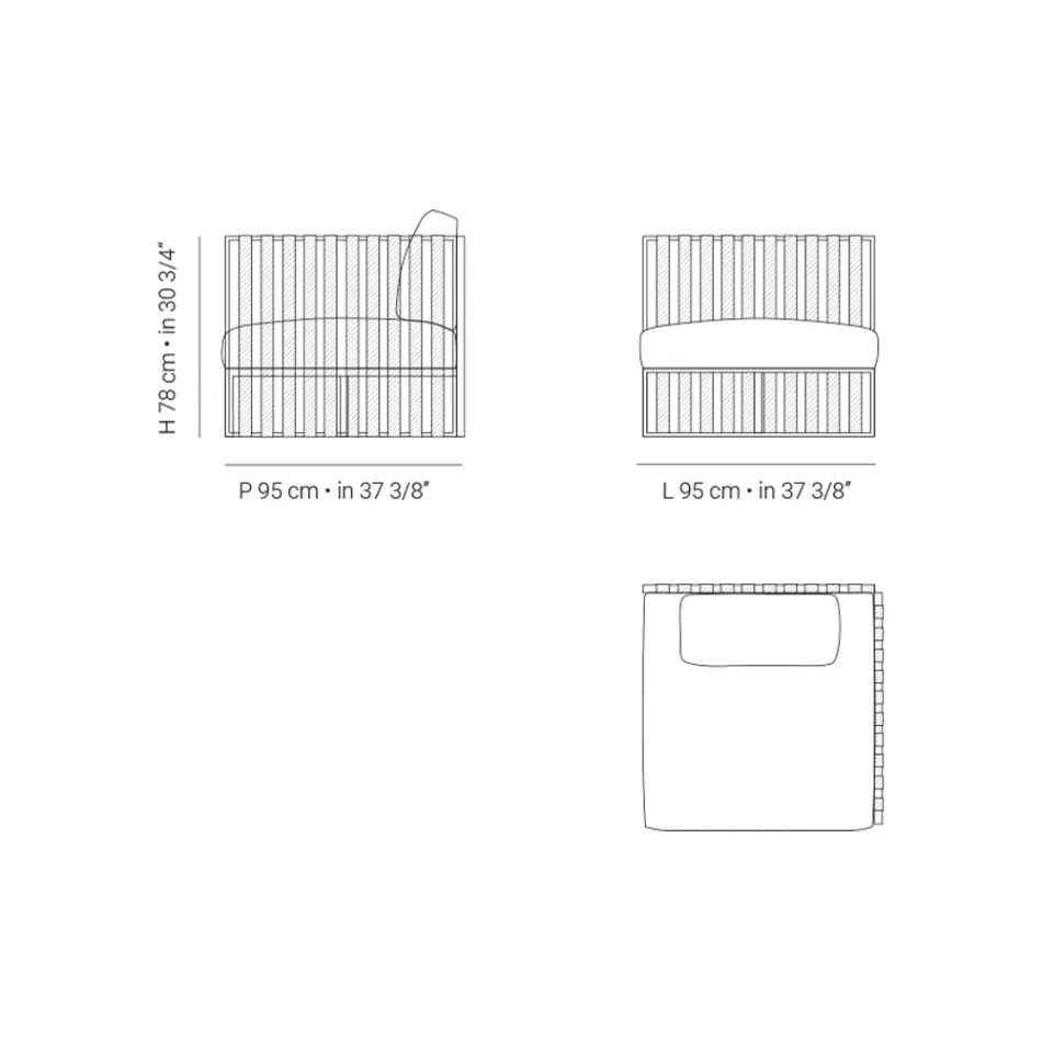 Fotoliu de exterior colț stânga din aluminiu și curele Made in Italy - Juliediv Viadurini