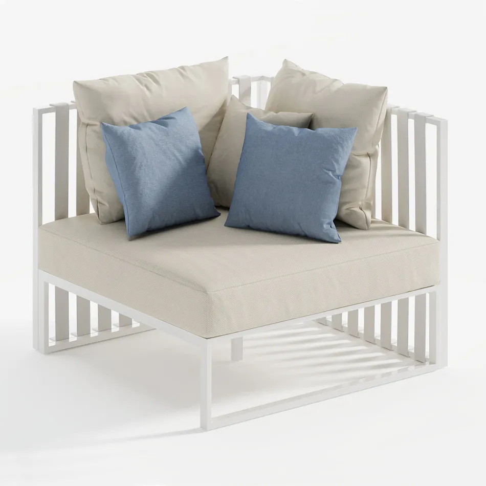 Fotoliu de exterior colț stânga din aluminiu și curele Made in Italy - Juliediv Viadurini