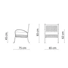 Fotoliu jos de grădină din oțel galvanizat cu cotiere Made in Italy - Selvaggia Viadurini