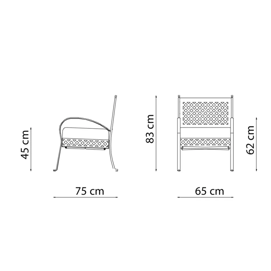 Fotoliu jos de grădină din oțel galvanizat cu cotiere Made in Italy - Selvaggia Viadurini