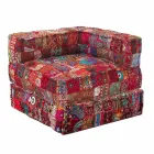 Fotoliu Chaise Longue de design etnic în bumbac patchwork, pentru living - fibră Viadurini