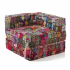 Fotoliu Chaise Longue de design etnic în bumbac patchwork, pentru living - fibră Viadurini