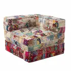 Fotoliu Chaise Longue de design etnic în bumbac patchwork, pentru living - fibră Viadurini