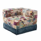 Fotoliu Chaise Longue de design etnic în bumbac patchwork, pentru living - fibră Viadurini
