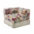 Fotoliu Chaise Longue de design etnic în bumbac patchwork, pentru living - fibră Viadurini