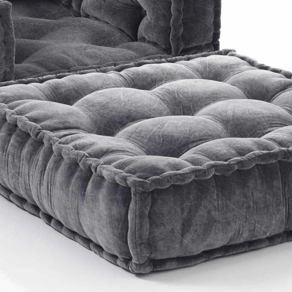 Fotoliu Etnic Design Chaise Longue în catifea gri sau albastru - fibră Viadurini