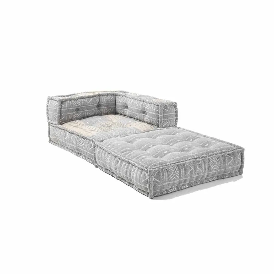 Fotoliu Chaise Longue din bumbac Patchwork pentru Lounge Design Etnic - Fibră Viadurini