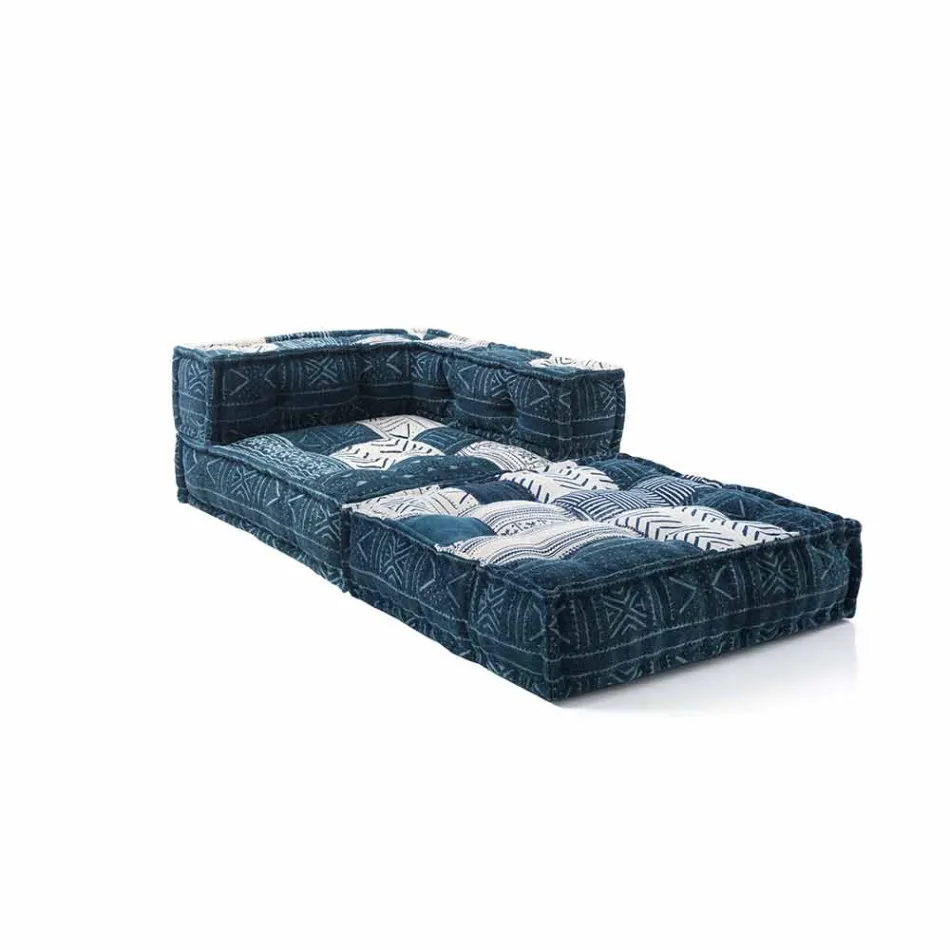 Fotoliu Chaise Longue din bumbac Patchwork pentru Lounge Design Etnic - Fibră Viadurini