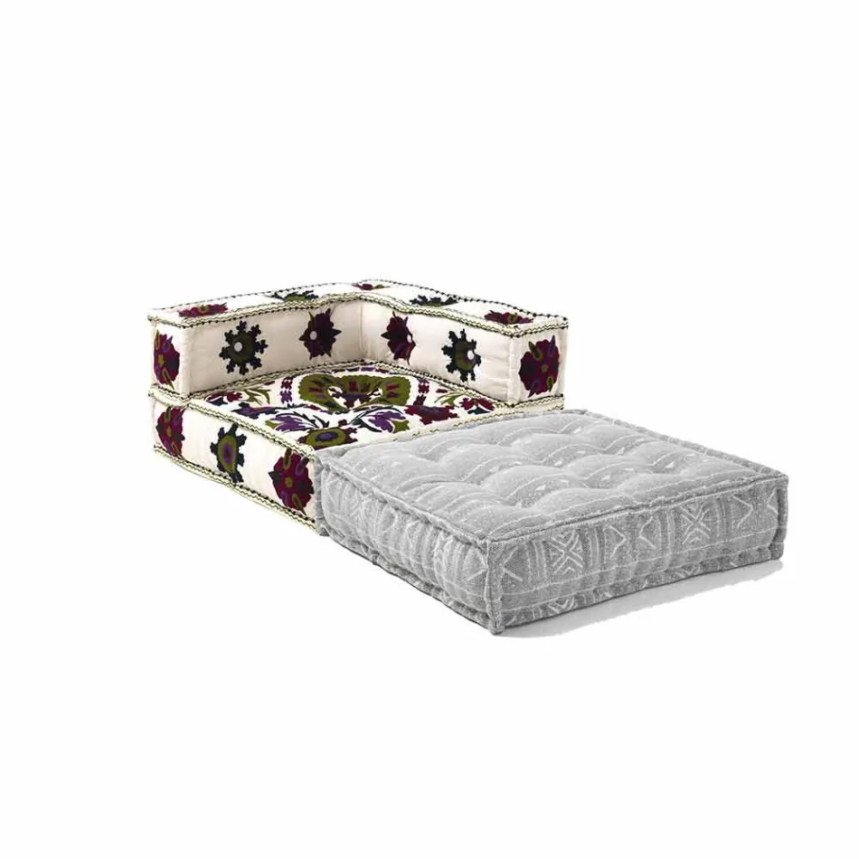 Fotoliu Chaise Longue din bumbac Patchwork pentru Lounge Design Etnic - Fibră Viadurini