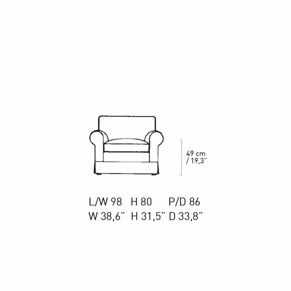 Fotoliu clasic de living tapițat în țesătură Made in Italy - Andromeda Viadurini