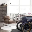 Fotoliu clasic din oțel și piele artificială cu design maro sau negru - Kendy Viadurini