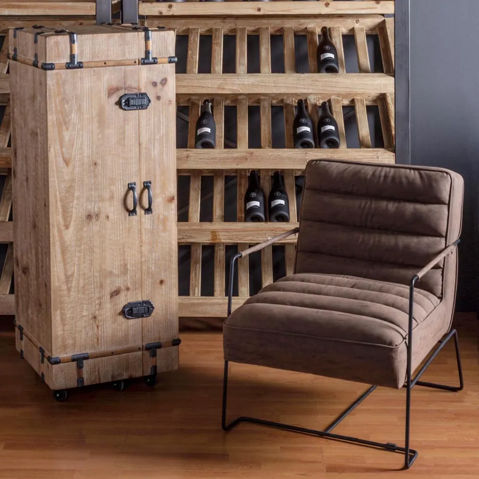 Fotoliu clasic din oțel și piele artificială cu design maro sau negru - Kendy Viadurini