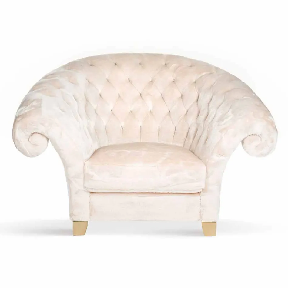 fotoliu prelucrat matlasat blană faux Balma Viadurini