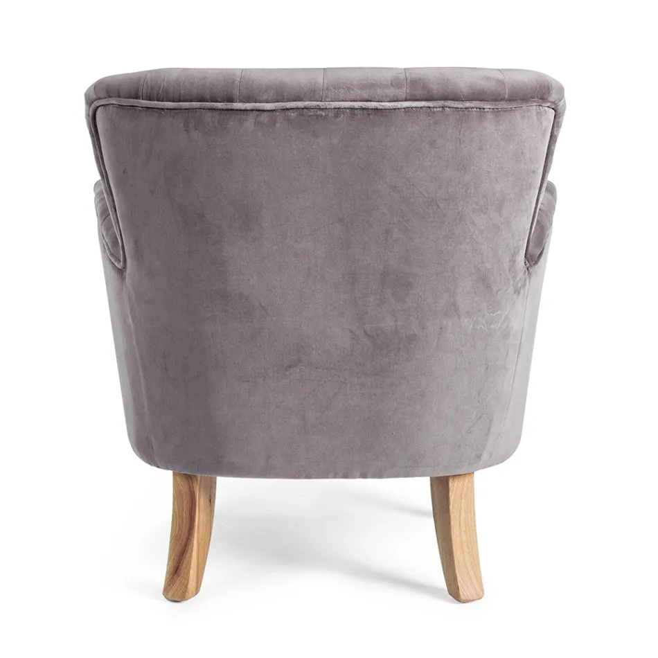 Fotoliu Clasic din Lemn si Sezut Captusit din Bumbac Matlasat - Monny Viadurini