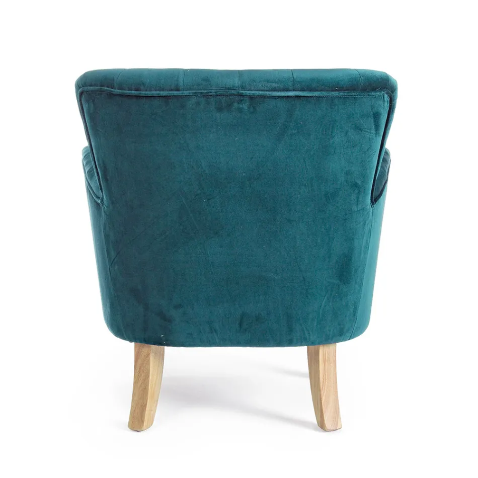 Fotoliu Clasic din Lemn si Sezut Captusit din Bumbac Matlasat - Monny Viadurini