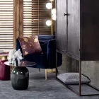 Fotoliu Clasic din Lemn Tapițat cu Efect de Catifea Homemotion - Nichy Viadurini