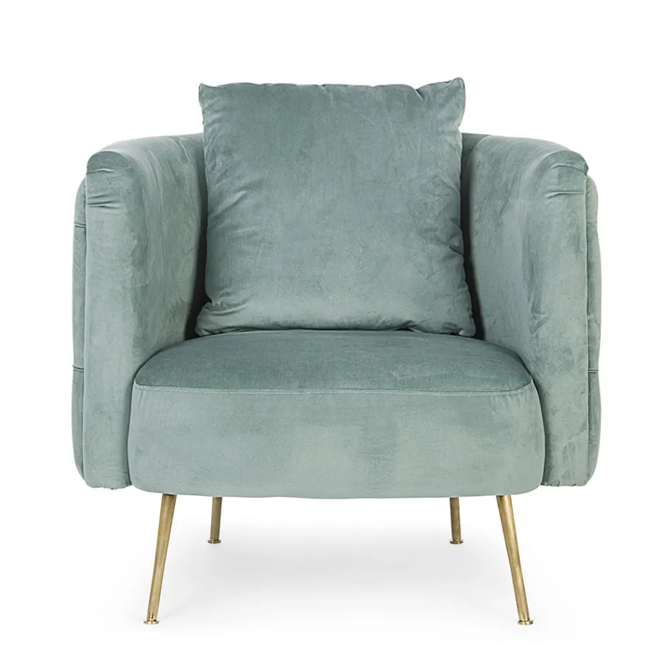 Fotoliu Clasic din Lemn Tapițat cu Efect de Catifea Homemotion - Nichy Viadurini