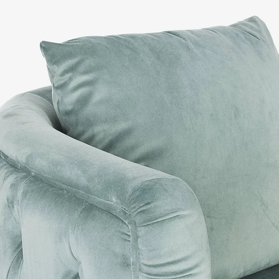 Fotoliu Clasic din Lemn Tapițat cu Efect de Catifea Homemotion - Nichy Viadurini