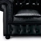 Fotoliu clasic îmbrăcat în piele cu picioare din lemn Made in Italy - Idra Viadurini