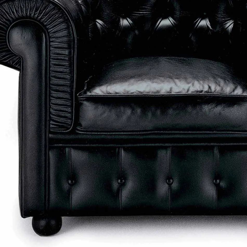 Fotoliu clasic îmbrăcat în piele cu picioare din lemn Made in Italy - Idra Viadurini