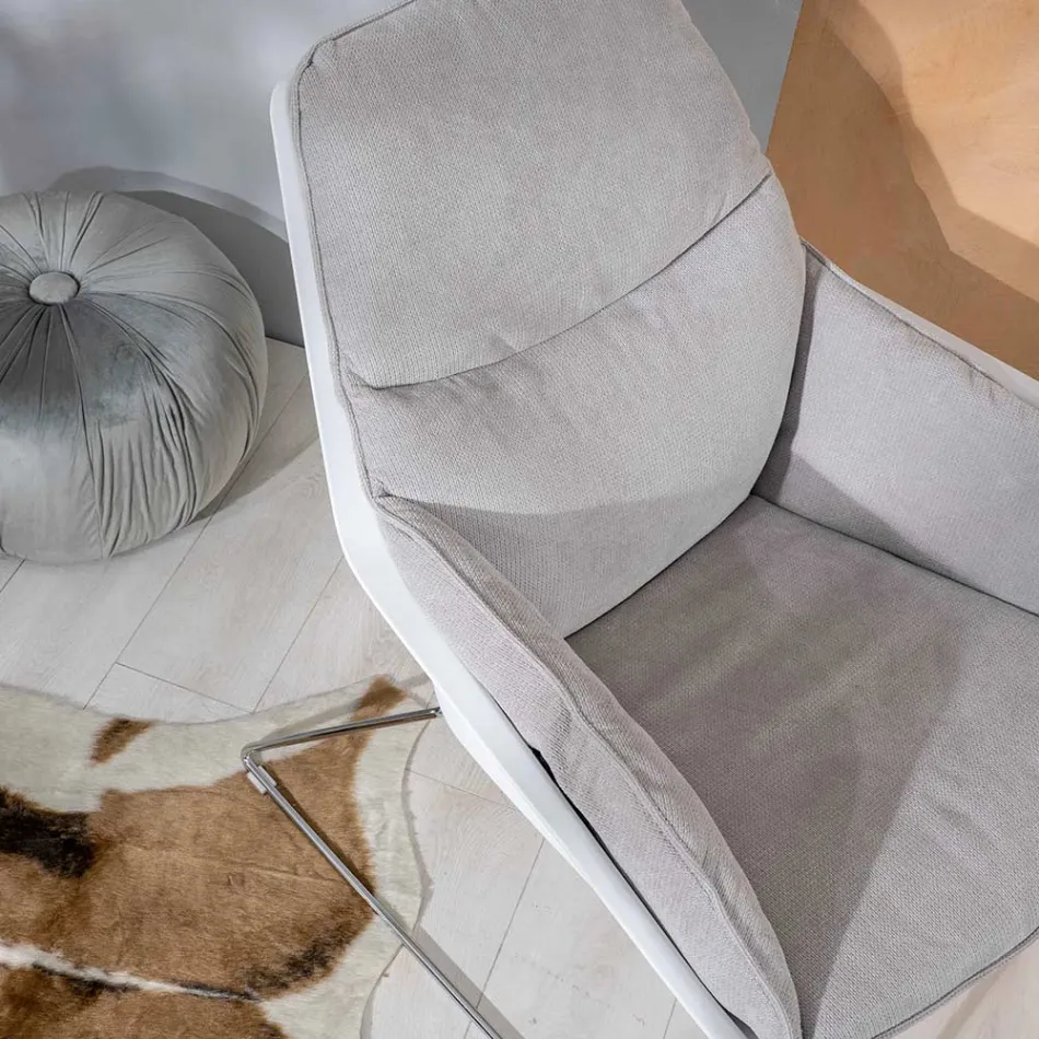 Fotoliu cu Baza Metalica, Structura Polipropilena si Perne Tesatura - Tableta Viadurini