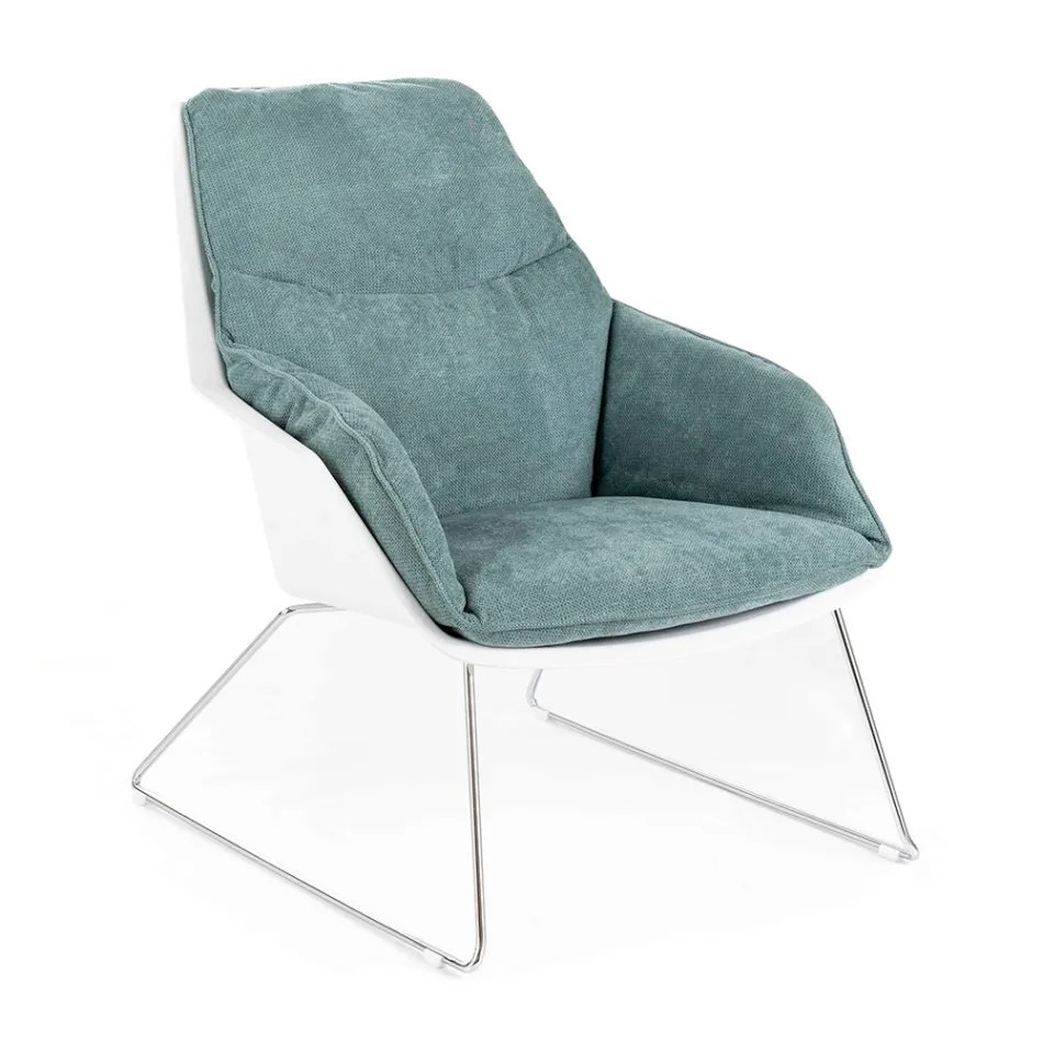 Fotoliu cu Baza Metalica, Structura Polipropilena si Perne Tesatura - Tableta Viadurini